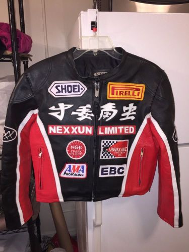 Nexx unlimited black leather women motorcycle jacket sz xs, biker boys jacket..