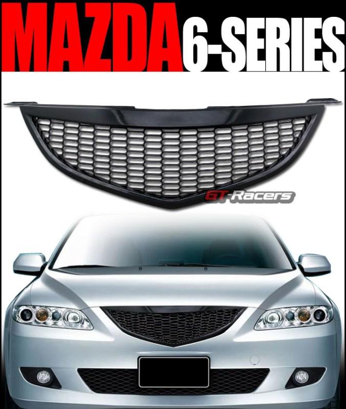 Jdm black sport mesh front bumper hood grill grille abs 2003-2005 mazda 6 mazda6