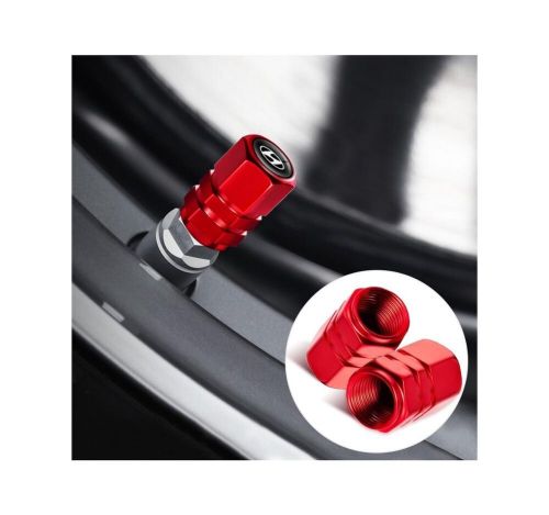 4 pcs red tire valve caps, aluminum, for hyundai