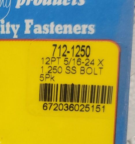 Arp 712-1250 12-point stainless steel bolt kit, 5/16-24 x 1.250&#034; long (set of 5)