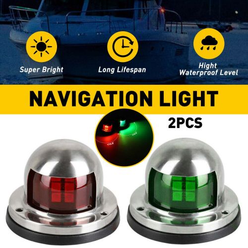 Led bow navigation lights for marine boat pontoon 12v stainless steel + pc lens