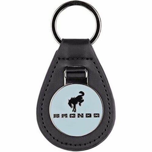 Ford bronco light blue leather keychain