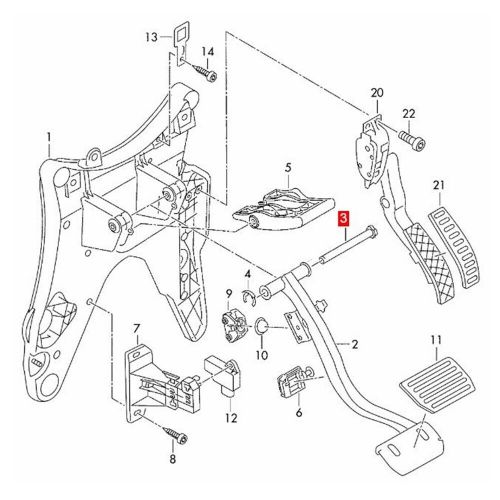 Brake pedal bracket lever support shaft guide pin for porsche cayenne 2011-2017