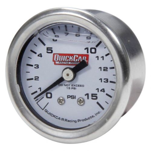 Quickcar racing 611-9015 - 1-1/2&#034; liquid filled fuel pressure gauge, 0-15 psi