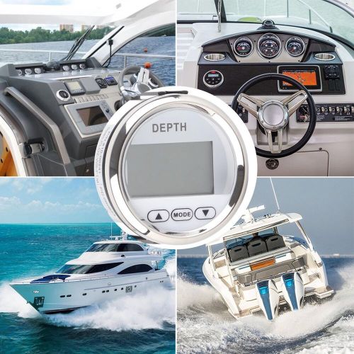 Depth sounder waterproof dash depth finder transducer with white backlight for