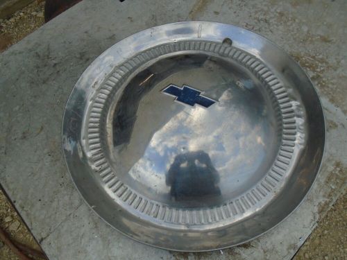 1953 chevrolet chevy bel air 15&#034; stainless bowtie wheel cover oem used hub cap