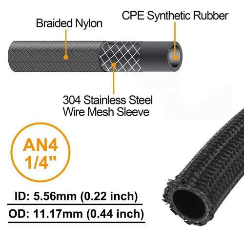 An4 transmission cooler hose - 4an high pressure fuel line braided hose for m...