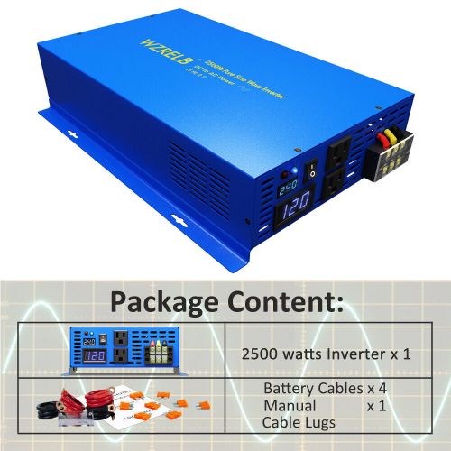 2500w pure sine wave inverter dc 24v to 120v ac power truck home car camp motor