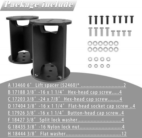 2pcs 52460 air spring lift spacers 6&#034; engineered to be for most air spring kits