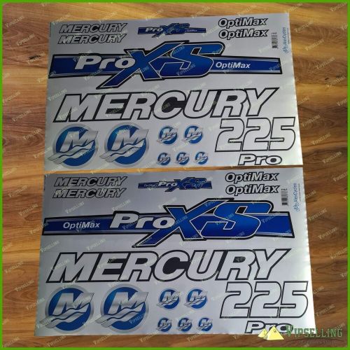 Mercury 225 hp optimax proxs outboadrs motor blue silver decals stickers kit