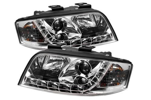 Spyder ada601drlc chrome clear projector headlights head light w leds drl