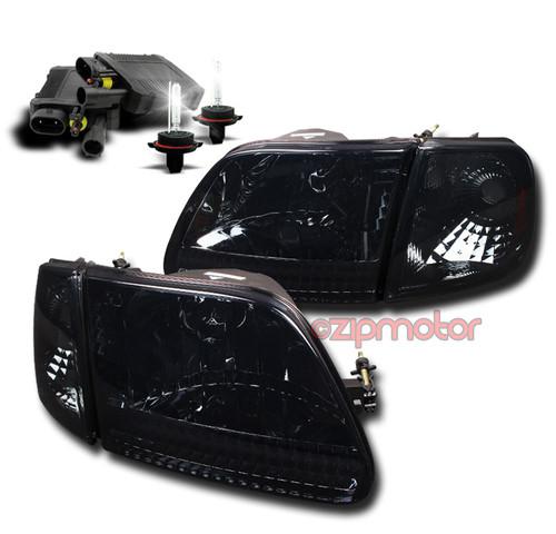 1997-2003 f-150/2002 expedition crystal head light+corner+6000k hid smoke/amber