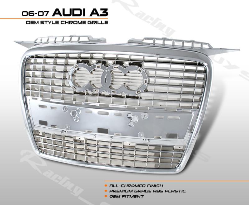 New 2006-2008 audi a3 2.0t 3.2 s-line grille grill chrome finished sport rs euro