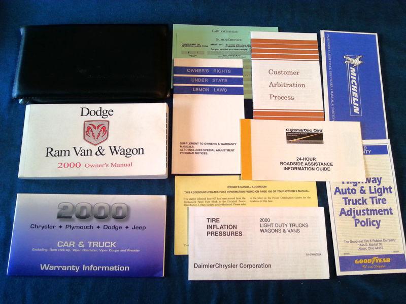 2000 dodge ram van and wagon owners manual set with factory case oem