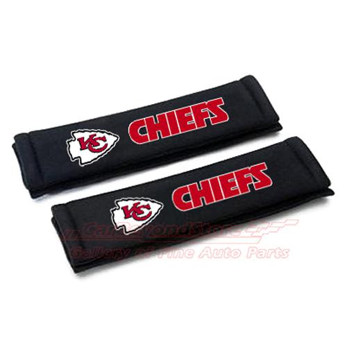 Nfl kansas city chiefs seat belt shoulder pads, pair, licensed + free gift