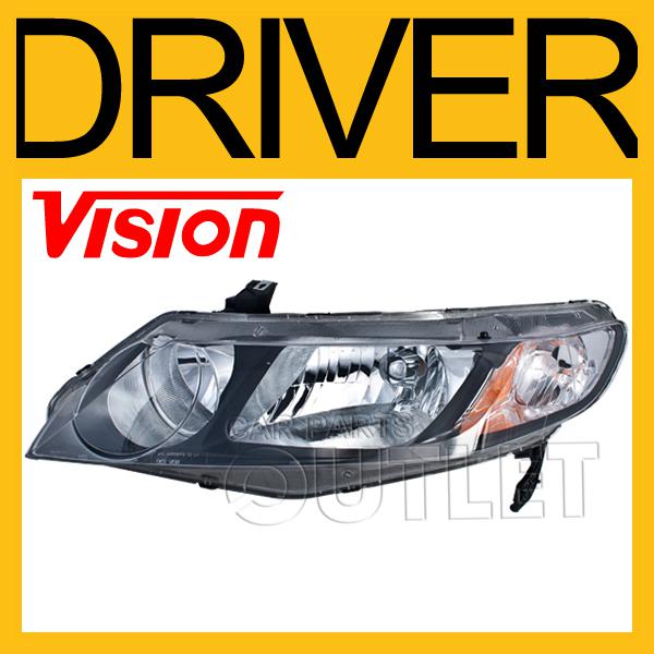 06-11 honda civic 4dr sedan hybrid head light no bulb clear/amber left new l/h