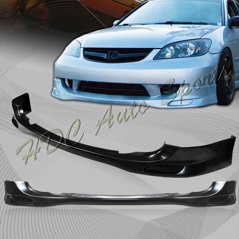 04-05 honda civic 2/4 door black polyurethane pu front lower bumper spoiler lip