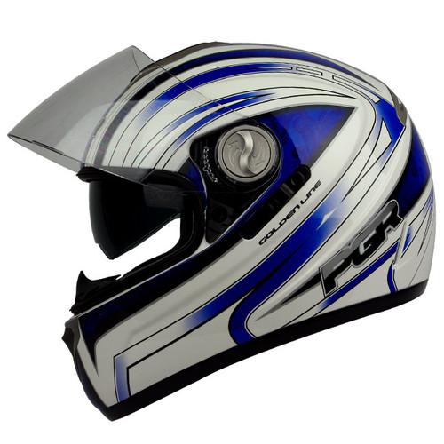 Sell PGR DV100 LINE White Blue Dual Visor Full Face DOT Motorcycle