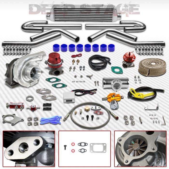 T04e t3t4 12pc turbo kit w/intercooler+blow off valve+wastegate+boost controller