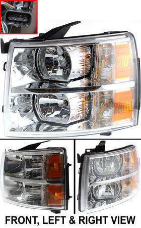 Clear lens new head lamp with bulbs left hand halogen lh driver side gm2502280