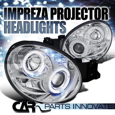 Subaru 02-03 impreza wrx led halo projector headlights lamp chrome