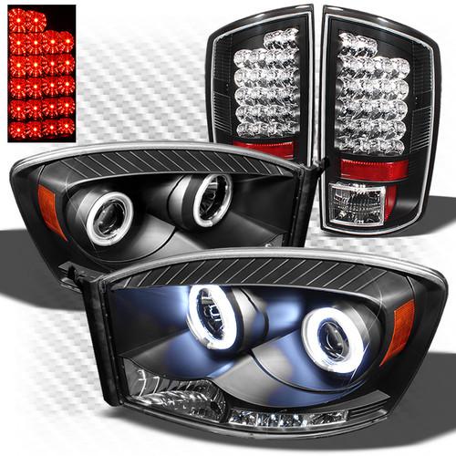 07-08 ram 1500, 07-09 2/3500 black ccfl pro headlights + philips-led tail lights