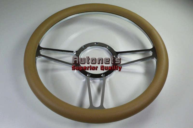 Beige vintage style chevy camaro impala nova hot rat rod steering wheel aluminum