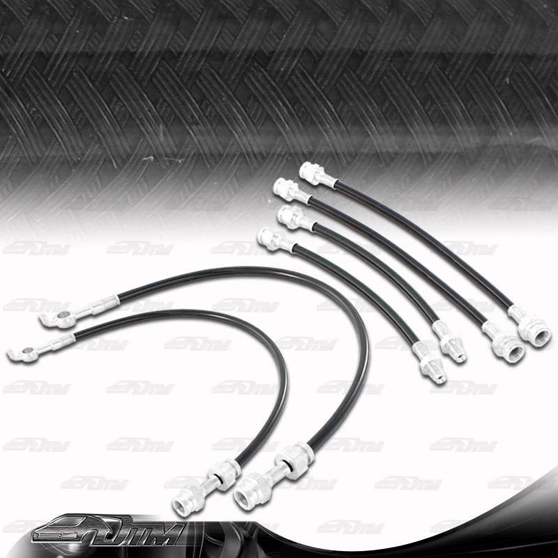 1983-1989 nissan 300zx z31 3.0l v6 front & rear stainless steel brake line black