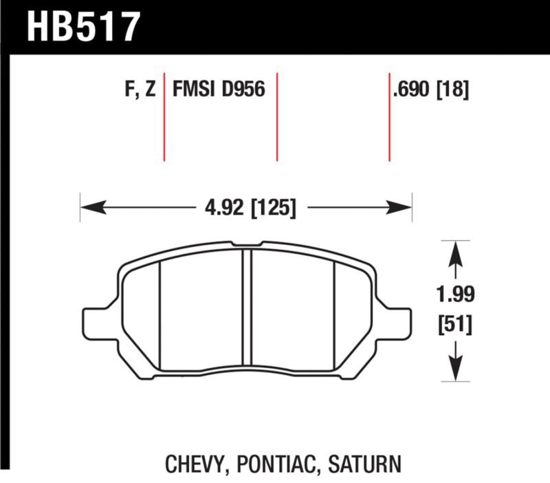 Hawk performance hb517f.690 disc brake pad 03-10 cobalt g5 ion ion-1 ion-2 ion-3