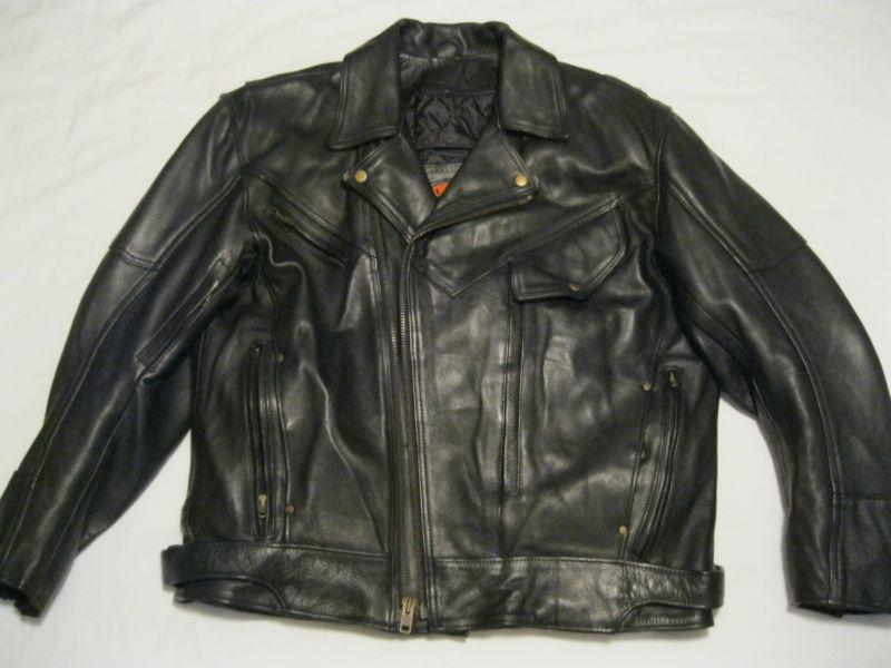 Leather gear inc. leather biker motorcycle jacket with full lining size 50 nice