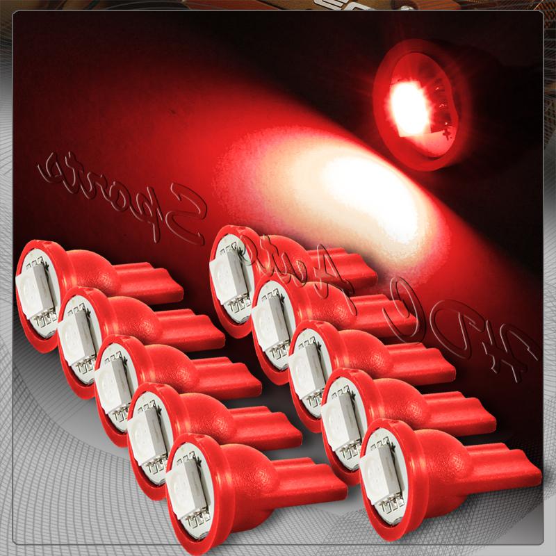 10x t10 194 12v smd led interior instrument panel gauge replacement bulbs - red