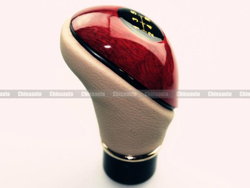 Mahogany & leather shift knob black base universal