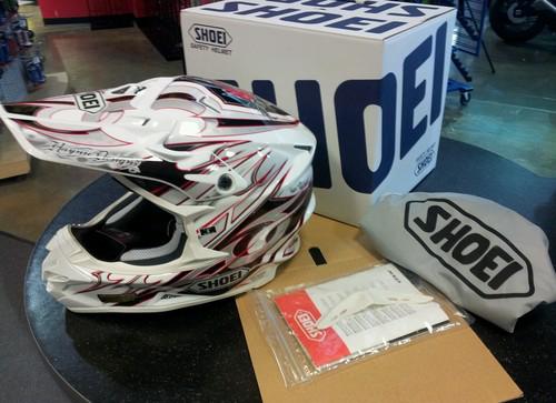 Red/white small shoei vfx w k-dub 3 graphic motocross off road helmets 2013model