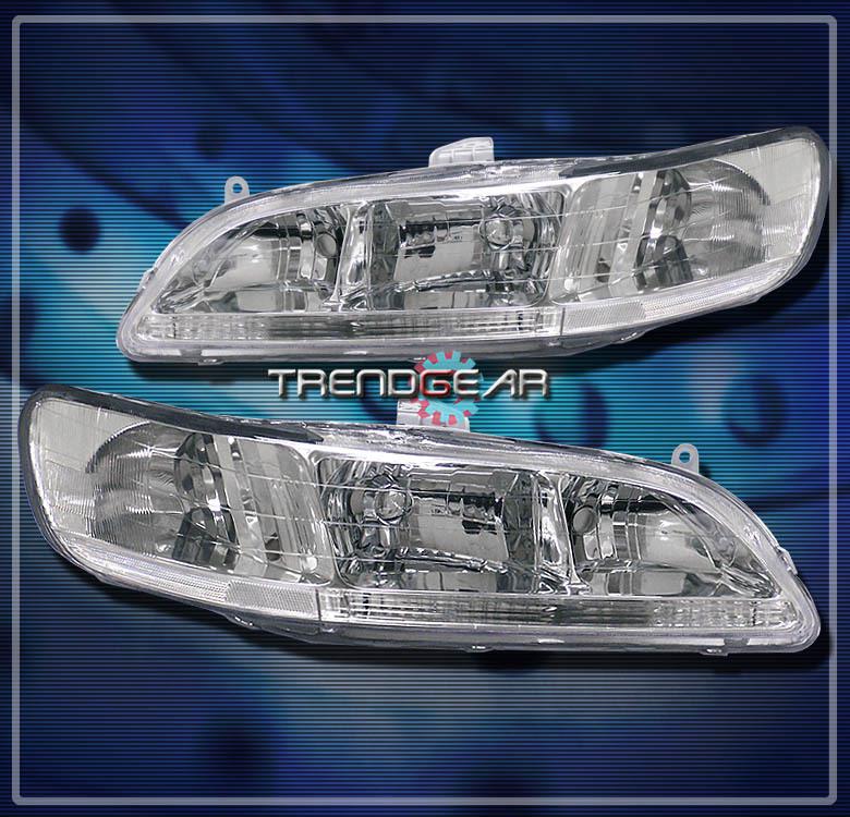 98-02 honda accord 2/4dr crystal headlights lamp jdm chrome 99 00 01 dx ex lx se