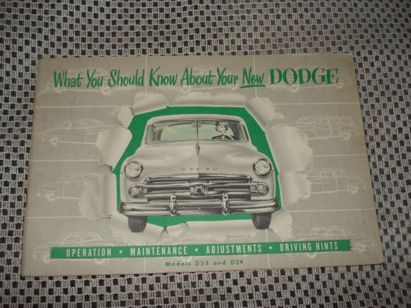 1950 dodge d-33 d-34 owners manual nice original rare book!!