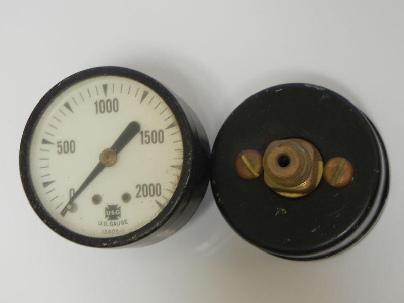 New air pressure gauge air compressor hydr 1.5" face 0-2000psi back mnt 1/8" npt