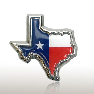 Texas shaped state flag color 3d metal car emblem, easy install + free gift