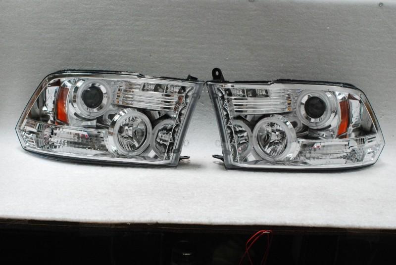 09-12 dodge ram pickup chrome dual ccfl halo projector led chrome headlights