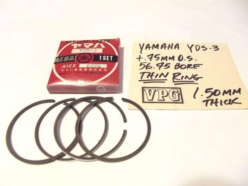 Genuine yamaha yds3 250cc piston ring set "1.5mm thin" +.75mm os 56.75mm 