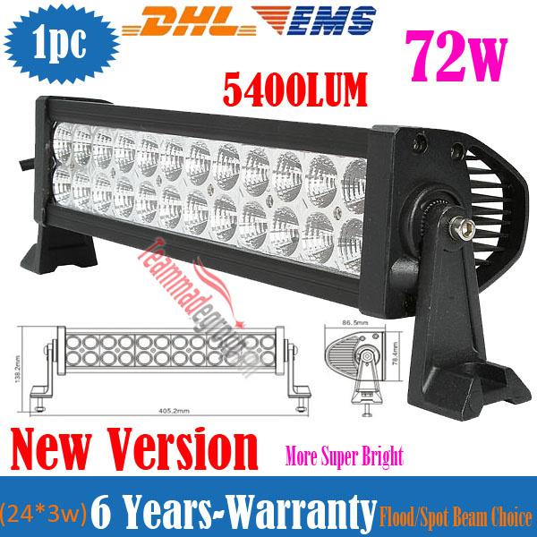 72w led work fog light bar vehicle car 4x4 offroad atv truck flood lamp 13.5"