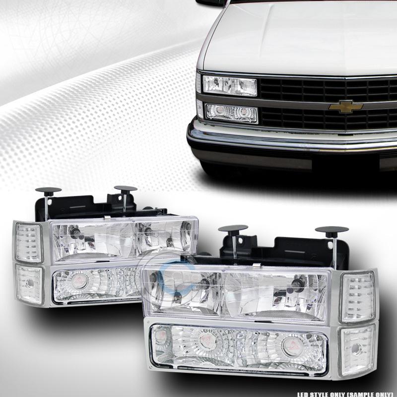 Chrome head lights dy+signal bumper+corner yd 94-98 chevy c10 ck c/k pickup suv