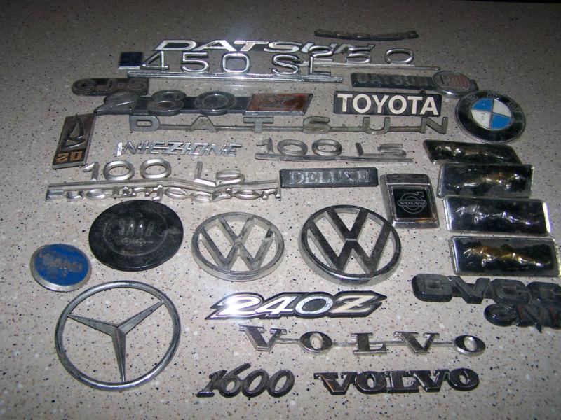 Vintage mixed lot car emblem datson mercedes saab jaguar volvo 280z bmw