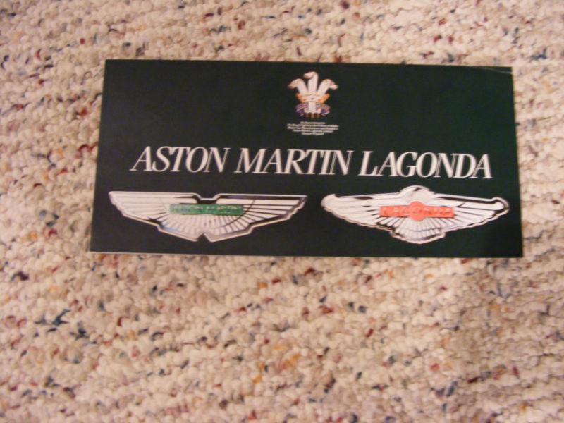 Aston martin lagonda full line small folder, prob about 1986-87