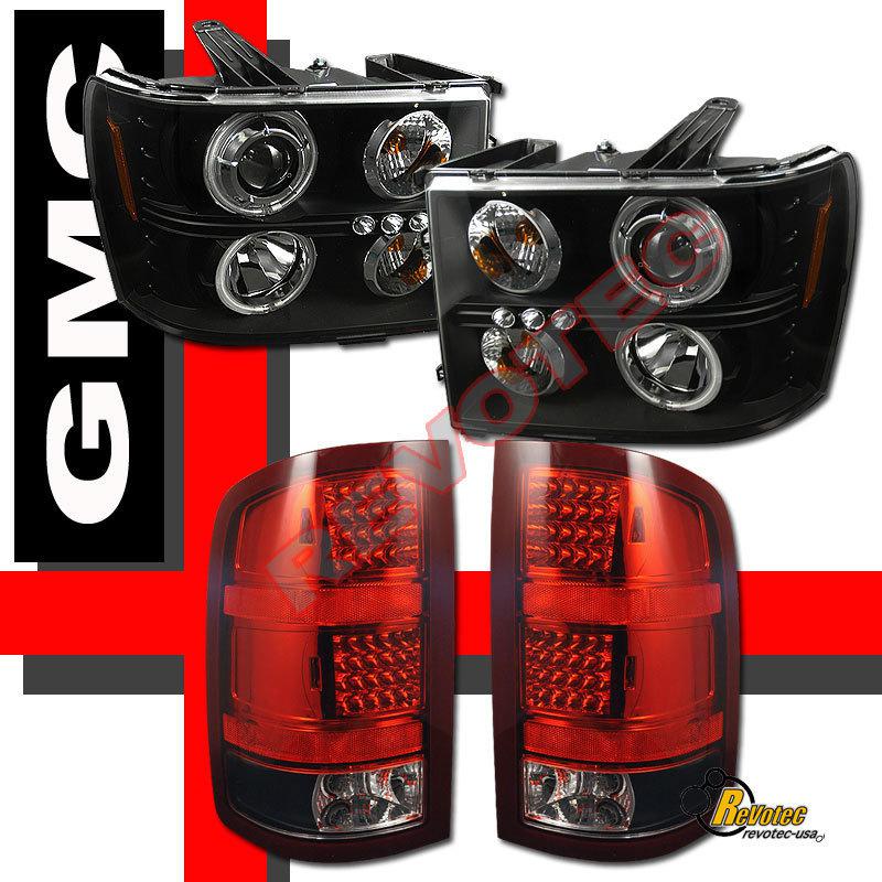 07-13  gmc sierra ccfl halo projector headlights & led tail lights black