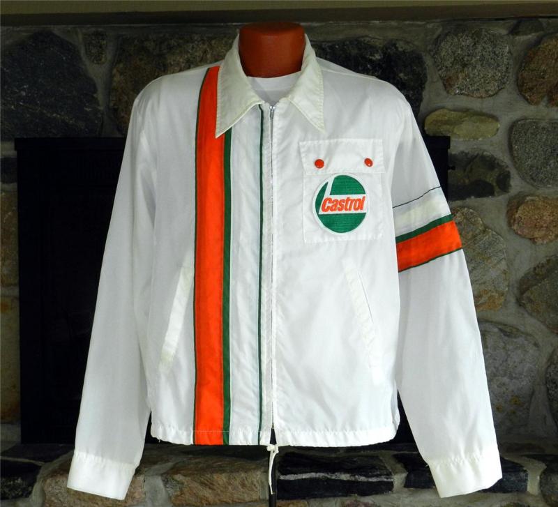 Vtg 1960s castrol motor oil racing jacket men sz large chevy ford auto 76 camaro