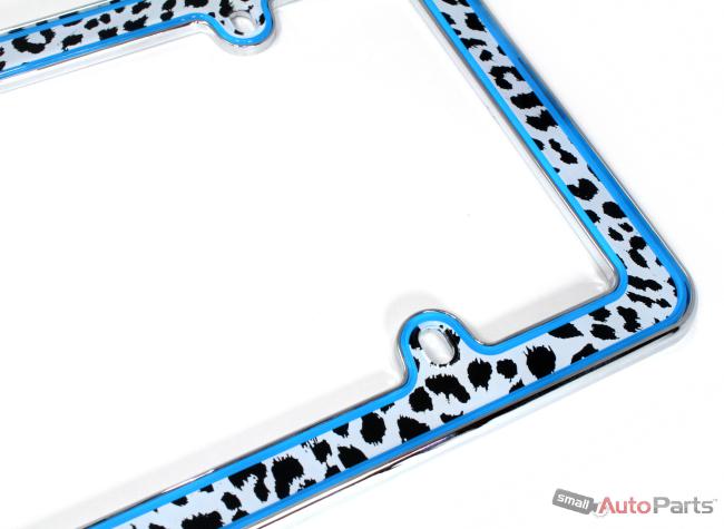 Auto leopard print license plate tag frame car*truck*suv white/black/blue/chrome