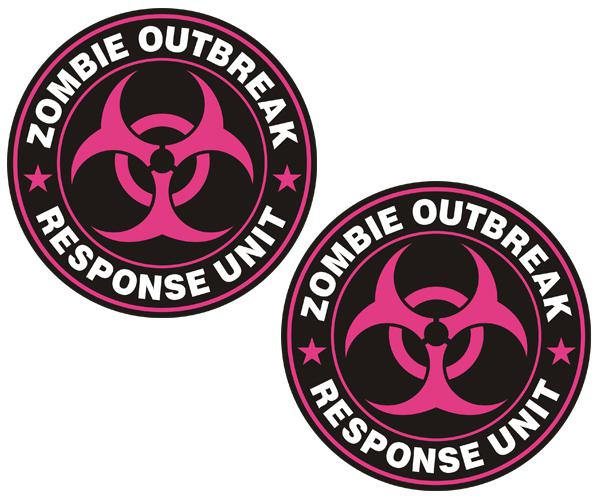 Zombie outbreak response unit decal set 3"x3" pink control team sticker zu1