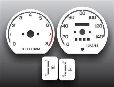 1986-1988 suzuki samurai metric kmh instrument cluster white face gauges