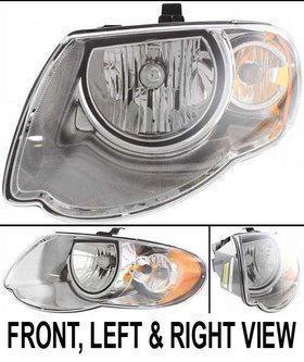 Clear lens new head lamp with bulbs left hand town and country halogen lh driver