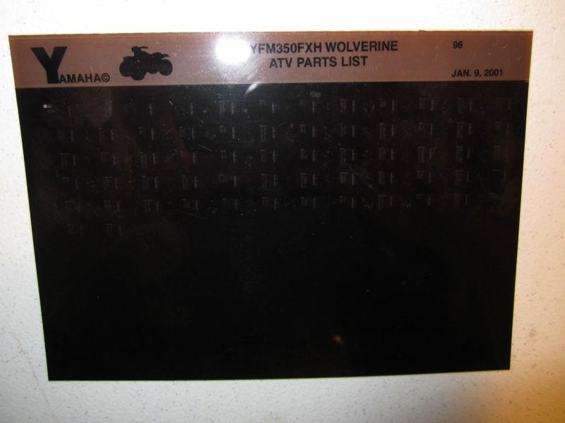 1996 yamaha atv yfm350fxh wolverine microfiche parts list catalog yfm 350 fxh